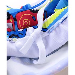 Babyhug Swimming Trunks with Cap Vehicle Print - Blue