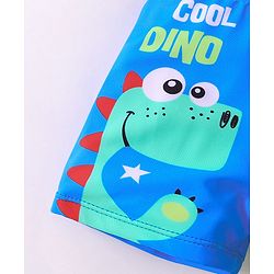 Babyhug Swimming Trunks with Cap Dino Print - Yellow & Blue