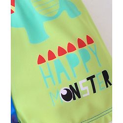 Babyhug Swimming Trunks with Cap Dino Print - Yellow & Blue