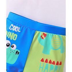 Babyhug Swimming Trunks with Cap Dino Print - Yellow & Blue