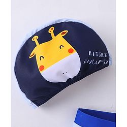 Babyhug Swimming Trunks with Cap Giraffe Print - Navy Blue