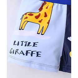 Babyhug Swimming Trunks with Cap Giraffe Print - Navy Blue