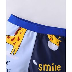 Babyhug Swimming Trunks with Cap Giraffe Print - Navy Blue