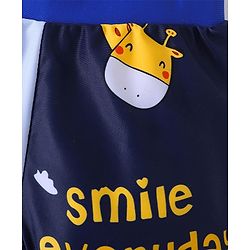 Babyhug Swimming Trunks with Cap Giraffe Print - Navy Blue