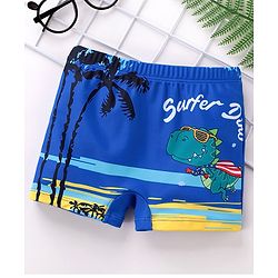 Babyhug Swimming Trunks Surfer Dino Print - Blue
