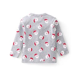 Babyhug 100% Cotton Full Sleeves Vests Striped & Christmas Theme Print Pack Of 3 - Grey Red & Blue