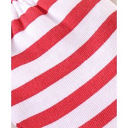 Babyhug 100% Cotton Knit Cap Mittens & Booties With Stripes - Red