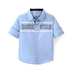 Babyhug Cotton Woven Full Sleeves Text Printed Shirt - Blue