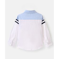 Babyhug 100% Cotton Knit Full Sleeve Shirt Solid Colour - Blue & White