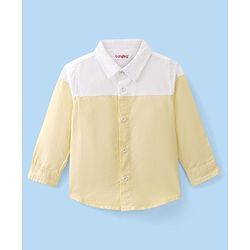 Babyhug 100% Cotton Woven Full Sleeve Regular Collar Solid Oxford Shirt - Yellow & White