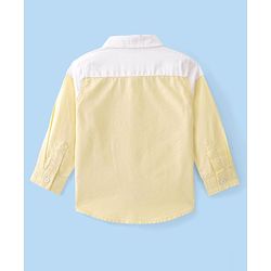Babyhug 100% Cotton Woven Full Sleeve Regular Collar Solid Oxford Shirt - Yellow & White