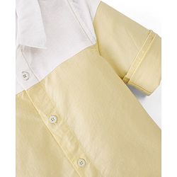 Babyhug 100% Cotton Woven Full Sleeve Regular Collar Solid Oxford Shirt - Yellow & White