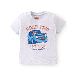Babyhug Cotton Knit Half Sleeves Solid Shirt with Road Print T-Shirt - Blue & Grey