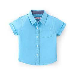 Babyhug Cotton Knit Half Sleeves Solid Shirt with Road Print T-Shirt - Blue & Grey