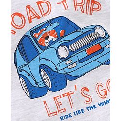 Babyhug Cotton Knit Half Sleeves Solid Shirt with Road Print T-Shirt - Blue & Grey