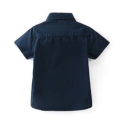 Babyhug Cotton Knit Half Sleeves Regular Collar Text Printed Cut & Sew Shirt - Blue
