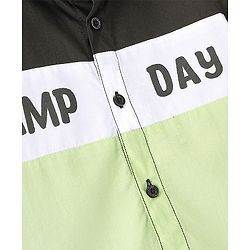 Babyhug Cotton Woven Half Sleeves Shirt Cut & Sew - White Black & Green