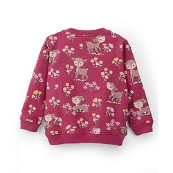 Babyhug 100% Cotton Knit Full Sleeves Sweatshirt With Floral & Deer Graphics Pack Of 2 - Yellow & Maroon
