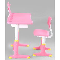 Babyhug Study Table & Chair Set with Height Adjustment  Pink| Reading Frame| Comfortable Backrest| Easy to Assemble| Easy to Clean and Maintain