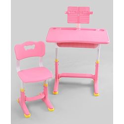 Babyhug Study Table & Chair Set with Height Adjustment  Pink| Reading Frame| Comfortable Backrest| Easy to Assemble| Easy to Clean and Maintain