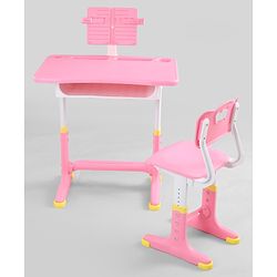 Babyhug Study Table & Chair Set with Height Adjustment  Pink| Reading Frame| Comfortable Backrest| Easy to Assemble| Easy to Clean and Maintain