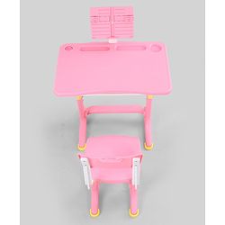 Babyhug Study Table & Chair Set with Height Adjustment  Pink| Reading Frame| Comfortable Backrest| Easy to Assemble| Easy to Clean and Maintain