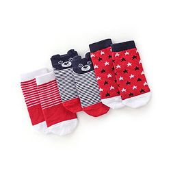 Cute Walk by Babyhug Cotton Blend Non Terry Ankle Length Socks Heart Design - Red