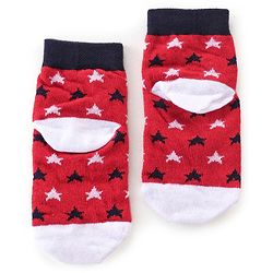 Cute Walk by Babyhug Cotton Blend Non Terry Ankle Length Socks Heart Design - Red