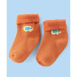 Cute Walk by Babyhug Terry Knit Anti Bacterial Ankle Length Elephant Design Socks Pack of 3 - Multicolour