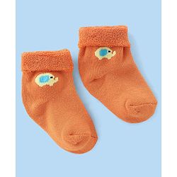 Cute Walk by Babyhug Terry Knit Anti Bacterial Ankle Length Elephant Design Socks Pack of 3 - Multicolour