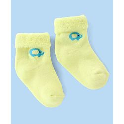 Cute Walk by Babyhug Terry Knit Anti Bacterial Ankle Length Elephant Design Socks Pack of 3 - Multicolour