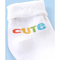 Cute Walk by Babyhug Terry Knit Anti Bacterial Ankle Length Elephant Design Socks Pack of 3 - Multicolour