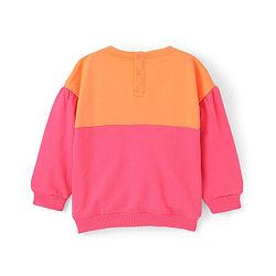 Babyhug Cotton Knit Full Sleeves Sweatshirt With Holographic Foil Print - Pink & Orange