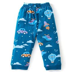 Babyhug Cotton Knit Full Sleeves Night Suit Vehicles Printed - Blue