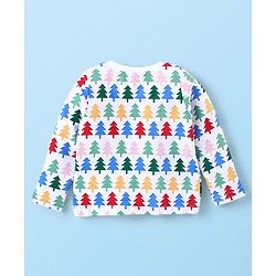 Babyhug Cotton Knit Single Jersey Full Sleeves Night Suit With Pinetree Print - White