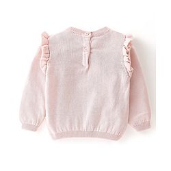 Babyhug Full Sleeves Pullover Sweater with Heart Embroidered - Pink