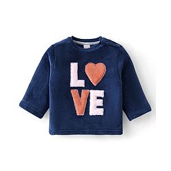 Babyhug 100% Cotton Full Sleeves Winter Wear Suit With Text Embroidery - Navy Blue