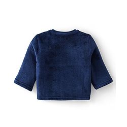 Babyhug 100% Cotton Full Sleeves Winter Wear Suit With Text Embroidery - Navy Blue