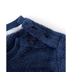 Babyhug 100% Cotton Full Sleeves Winter Wear Suit With Text Embroidery - Navy Blue