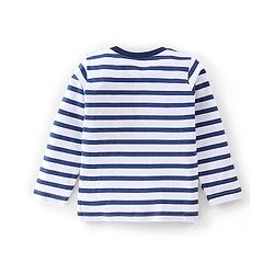 Babyhug 100% Cotton Knit Dungarees With Full Sleeves T-Shirt Text Print - White & Navy Blue
