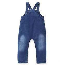 Babyhug Dungaree and Full Sleeves T-Shirt Set Rocket Print - Orange & Blue