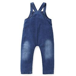 Babyhug Dungaree and Full Sleeves T-Shirt Set Rocket Print - Orange & Blue
