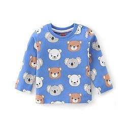 Babyhug 100% Cotton Knit Dungarees With Full Sleeves T-Shirt Animals Print - Red & Navy Blue