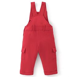 Babyhug 100% Cotton Knit Dungarees With Full Sleeves T-Shirt Animals Print - Red & Navy Blue
