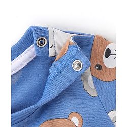 Babyhug 100% Cotton Knit Dungarees With Full Sleeves T-Shirt Animals Print - Red & Navy Blue
