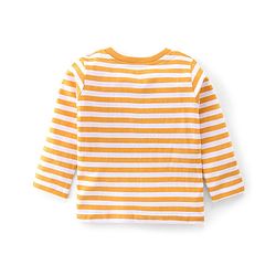 Babyhug Cotton Knit Lion Printed Dungaree with Full Sleeves Striped Inner Tee - Orange & Blue