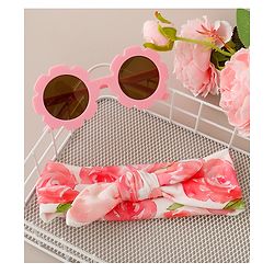Babyhug Free Size Headband & Sunglasses with Floral Print - Pink