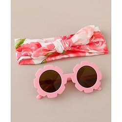 Babyhug Free Size Headband & Sunglasses with Floral Print - Pink