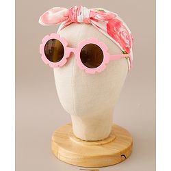 Babyhug Free Size Headband & Sunglasses with Floral Print - Pink