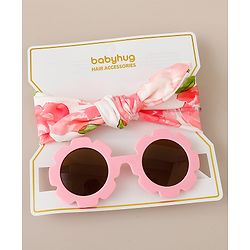 Babyhug Free Size Headband & Sunglasses with Floral Print - Pink